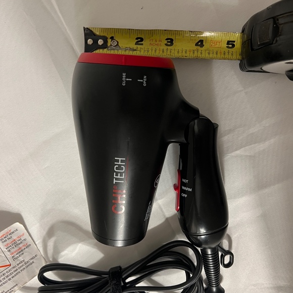 CHI Tech Travel Ceramic Hair Dryer Collapsible Black Red Model GF8230 Blue Light - Picture 5 of 8